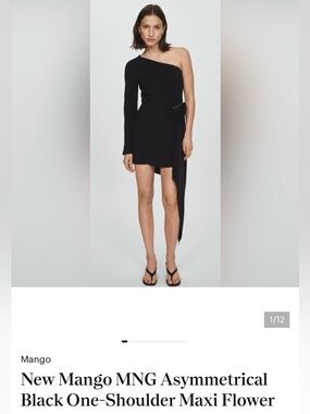 Mango Black One-Shoulder Mini Dress